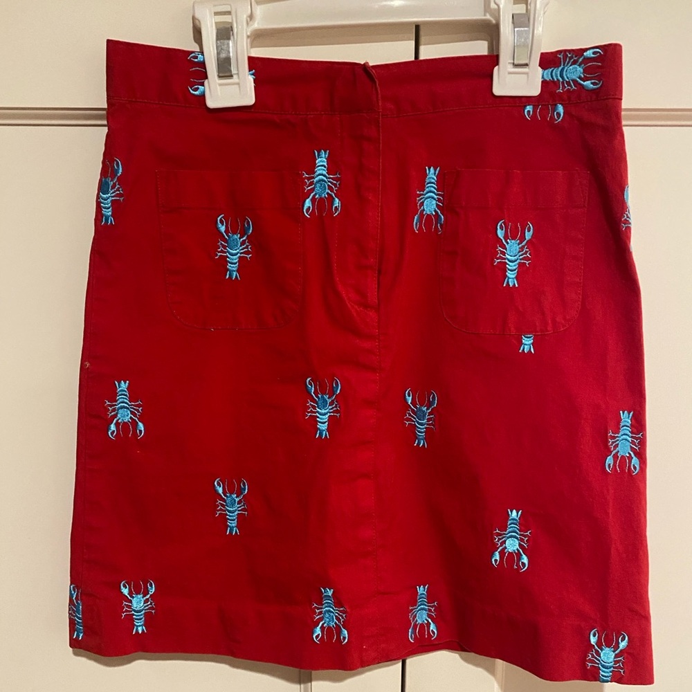 Lilly Girls Skirt size 7.  Bright red with blue lobsters.